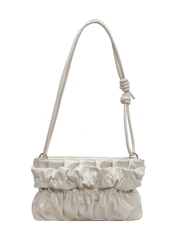 Srebrna mini ženska torbica s plisiranim dizajnom oblaka, ljeto 2024, crossbody torba