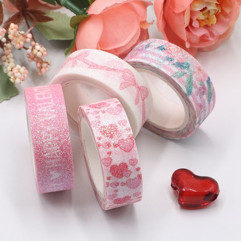 Bandă pentru jurnal mată, washi cu imprimeuri florale pe hârtie japoneză, 35 mm x 5 m