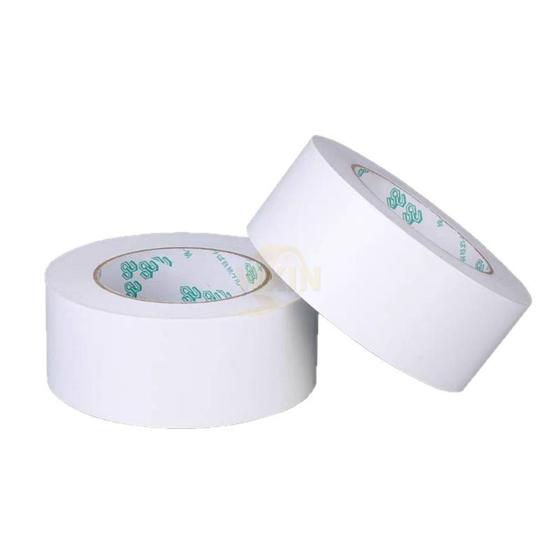 Weixin bandă dublu adezivă cu adeziv acrilic puternic pe bază PET/papier țesut, EVA legare, 50 m lungime, lățime 5–1020 mm, grosime 0,1 mm, hârtie de eliberare albă