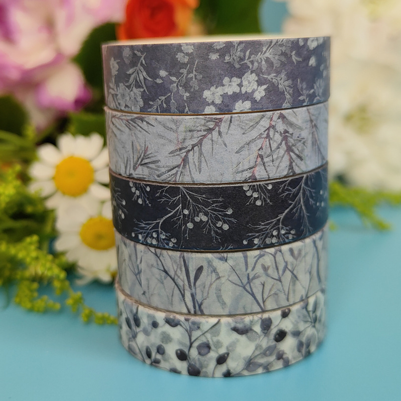 Bandă washi personalizată, cu temă forestieră și modele de copaci pentru planificatoare, producție în loturi mici