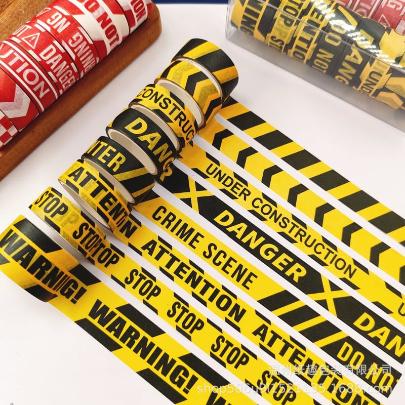 Bandă washi cu linie de avertizare pentru hobbyuri – bandă decorativă pentru jurnale și decor de sărbători