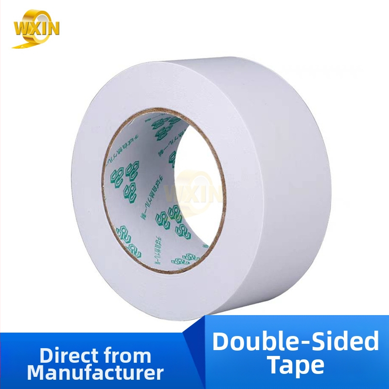 Weixin bandă PET dublu adezivă cu adeziv acrilic, rolă de 50 m, lățime 5–1020 mm, grosime 0.1 mm, hârtie de eliberare albă, potrivită pentru hârtie, plastic, metal și electronice.
