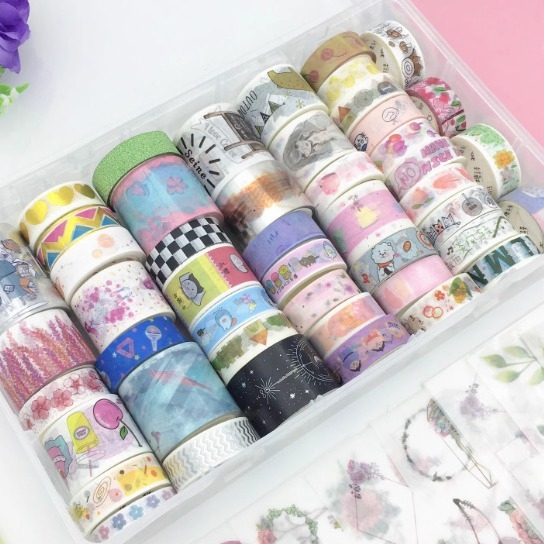 Bandă Washi din hârtie Sanhe, pentru arte și creație, 25 sau 50 de role, lungime pe rolă 2–10 m, lățime 10–30 mm, pentru caiete și decorare