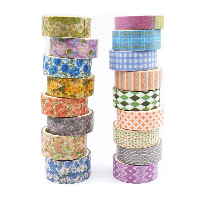 Bandă Washi din hârtie Sanhe, pentru arte și creație, 25 sau 50 de role, lungime pe rolă 2–10 m, lățime 10–30 mm, pentru caiete și decorare