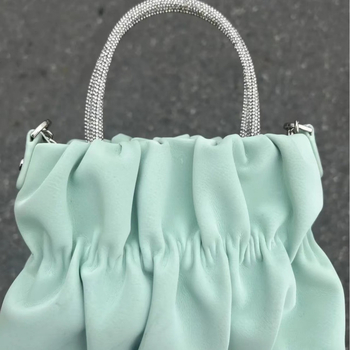 Crossbody torba s kristalima i lancem, plisiran dizajn u stilu oblaka, elegantna ženska torba za ramena, casual i svestrana