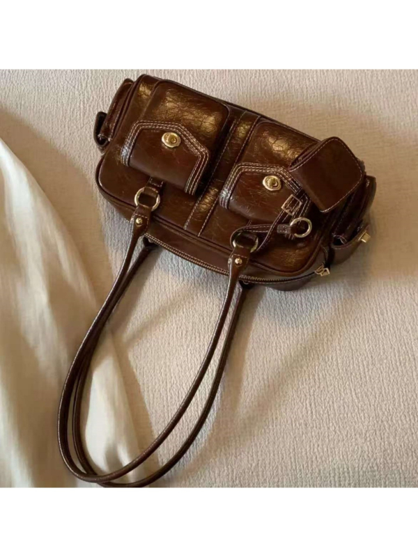 Ženska torba Boston s dizajnom jastuka u zlatnoj boji, jesensko-zimska, vintage inspirirana