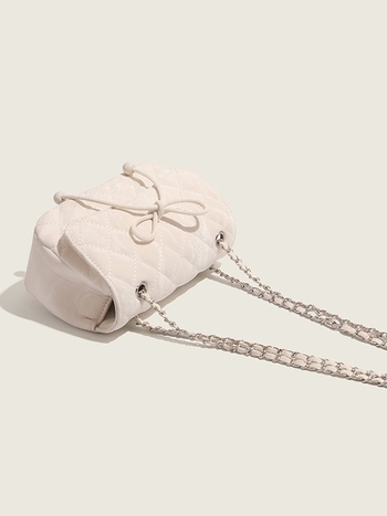 Ženska mala torbica od PU kože s mašnicom, svjež i sladak stil, kompaktna kvadratna crossbody torba s lancem