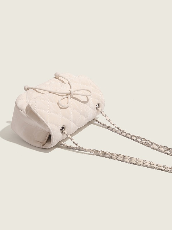 Ženska mala torbica od PU kože s mašnicom, svjež i sladak stil, kompaktna kvadratna crossbody torba s lancem