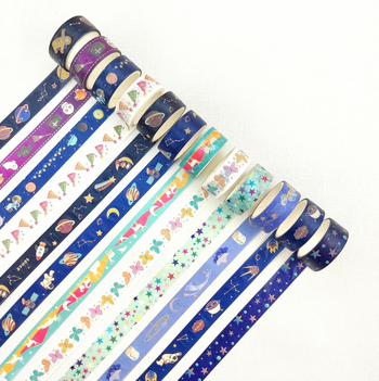 Bandă washi cu cer înstelat, luminoasă, pentru decor și scrapbooking — bandă de hârtie pentru activități pentru copii