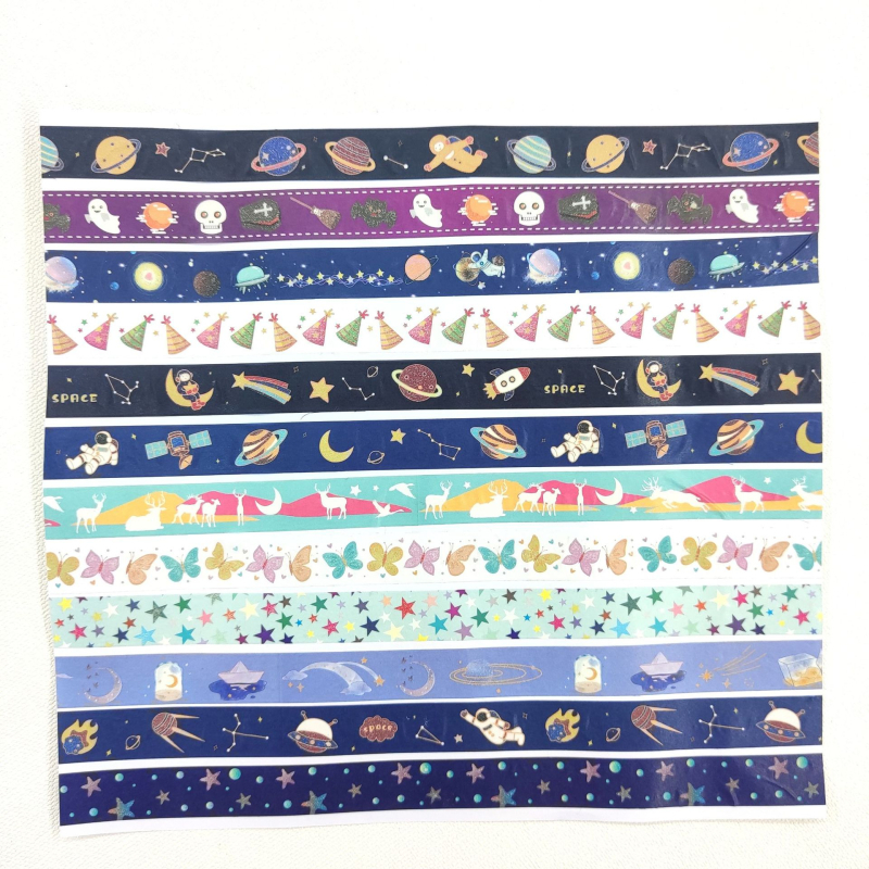 Bandă washi cu cer înstelat, luminoasă, pentru decor și scrapbooking — bandă de hârtie pentru activități pentru copii