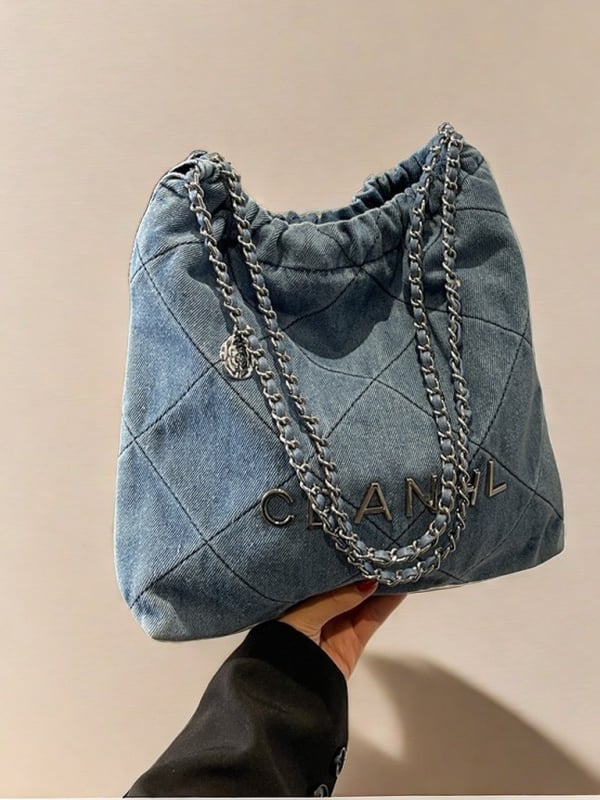Ženska denim torba velike kapacitete s dijamantnim quiltom i lančanim remenom, za proljeće-ljeto, svakodnevna casual torba za studente