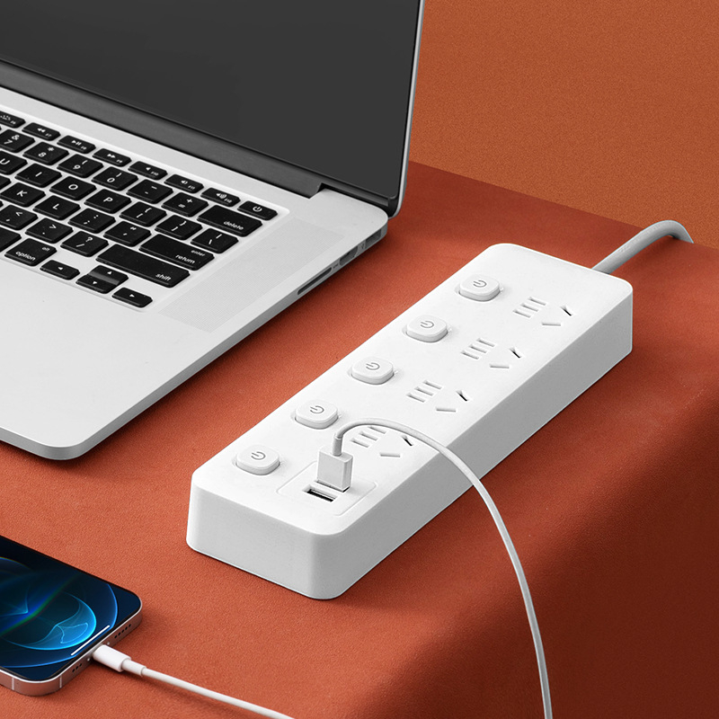 USB удължител за офис с множество гнезда и индивидуални превключватели, интелигентна многофункционална лента за захранване за офис и общежитие