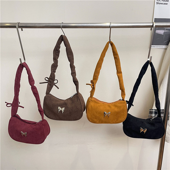 Ženska torba s plisiranim remenom i dizajnom oblaka, crossbody s leptir motivom, korejski stil, underarm torba, izdanje 2026