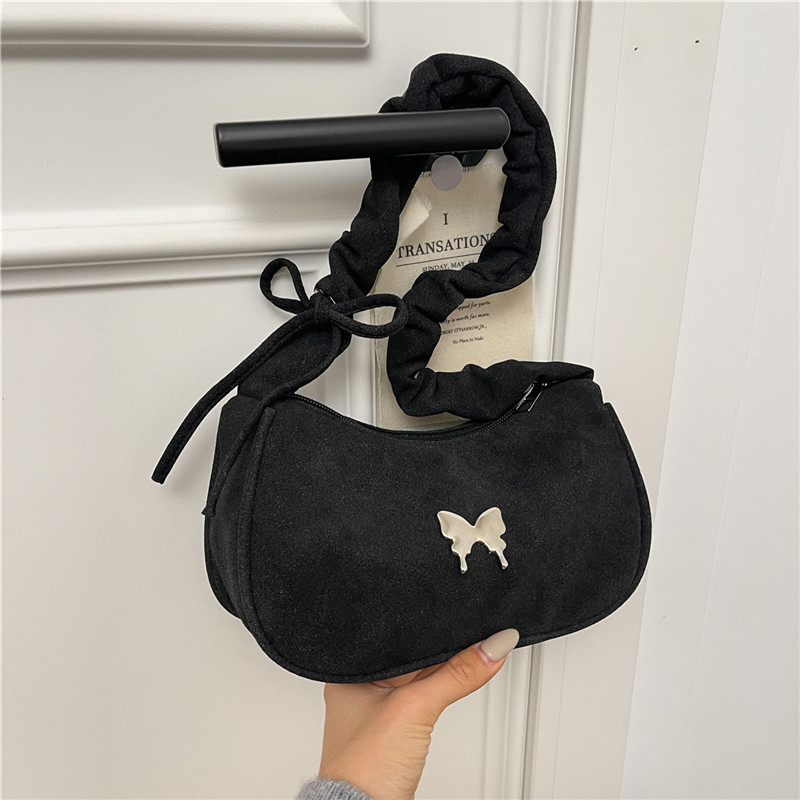 Ženska torba s plisiranim remenom i dizajnom oblaka, crossbody s leptir motivom, korejski stil, underarm torba, izdanje 2026