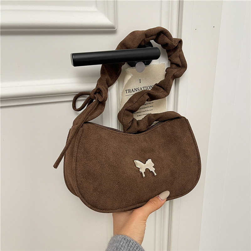 Ženska torba s plisiranim remenom i dizajnom oblaka, crossbody s leptir motivom, korejski stil, underarm torba, izdanje 2026
