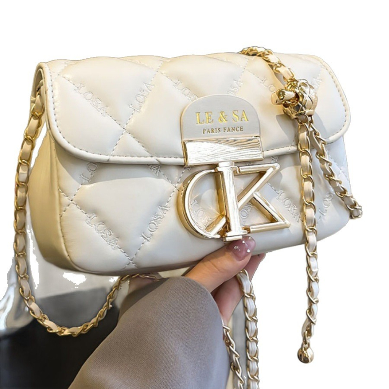 Ženska torbica s lančanim remenom i dijamantno prešivanim uzorkom, modna i svestrana crossbody mala kvadratna torba, ljeto 2025
