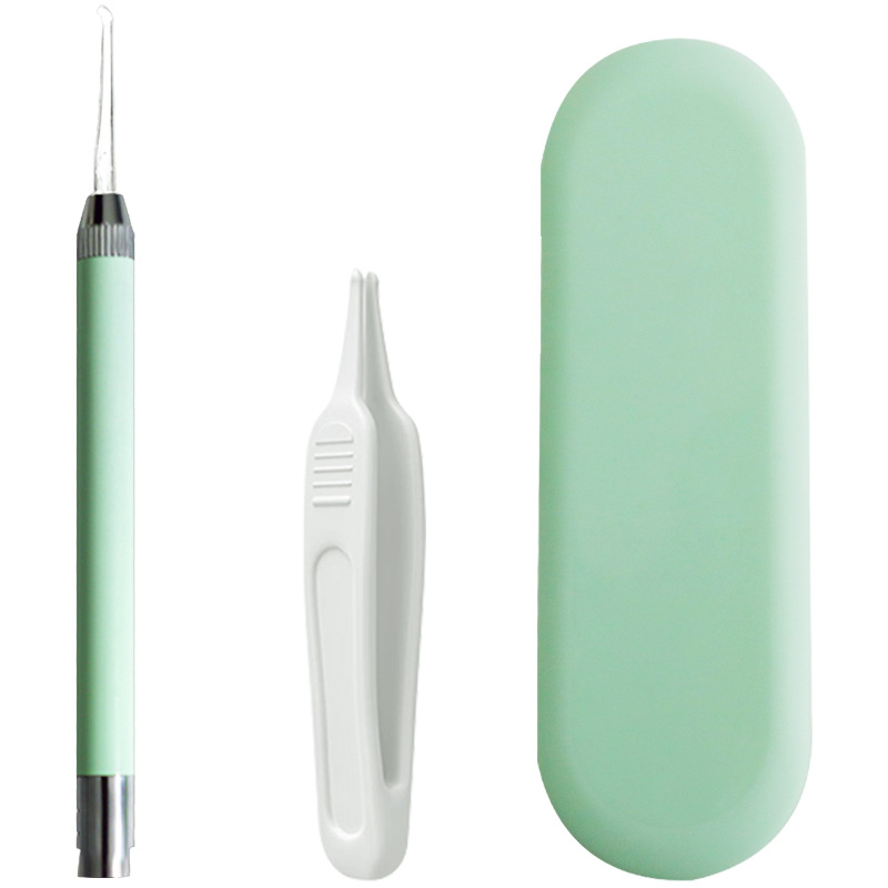 Haubert Set de curățare a urechilor pentru copii, cu iluminare, cu linguriță pentru urechi, pensetă și clips pentru nas
