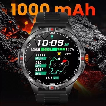 V45 pametni sat s baterijom od 1000mAh, praćenje srčanog ritma i zasićenost kisikom, Bluetooth pozivi, TFT zaslon od 1,46 inča, silikonska narukvica, vodootporan, kružni brojčanik