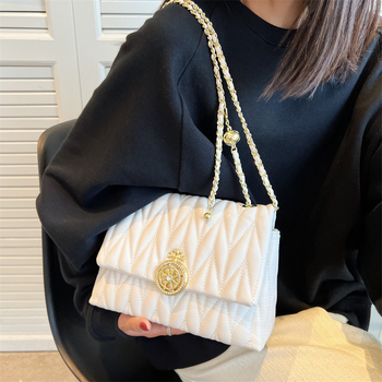 Ženska torbica od PU materijala, dijamantno šivanje i lančani remen, mala kvadratna crossbody torba, elegantna i moderna