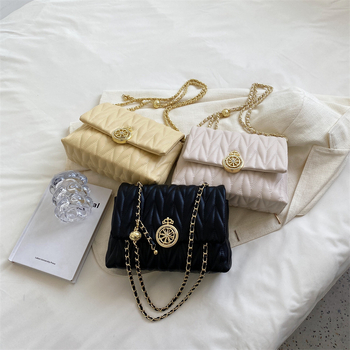 Ženska torbica od PU materijala, dijamantno šivanje i lančani remen, mala kvadratna crossbody torba, elegantna i moderna