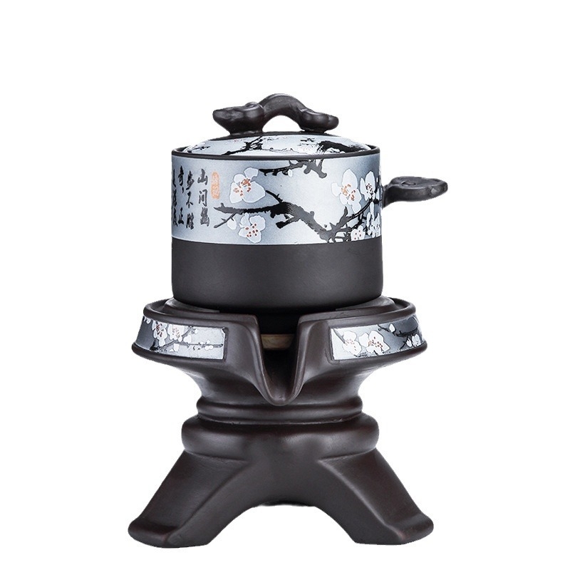 Ceainic rotativ din lut purpuriu Yixing – aparat de preparare ceai ușor de utilizat, set creativ de accesorii Kung Fu pentru uz casnic