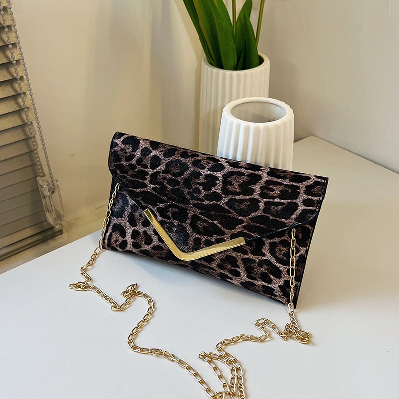 Ženska torba s leopardovim uzorkom, velika kapaciteta, crossbody s lancem, jesenska kolekcija 2025