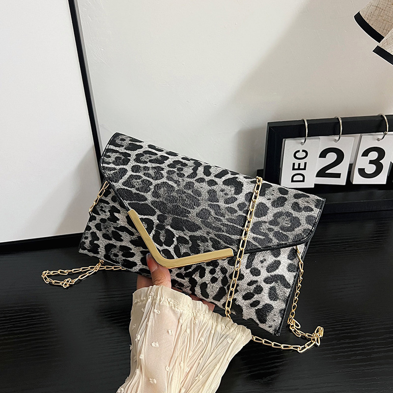 Ženska torba s leopardovim uzorkom, velika kapaciteta, crossbody s lancem, jesenska kolekcija 2025