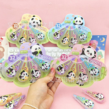 Bandă corectoare cu panda desenată – set mini de 4 rolete pentru elevi, cadou
