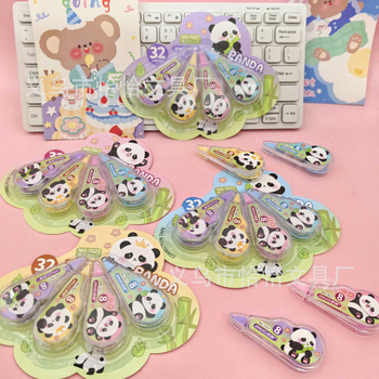 Bandă corectoare cu panda desenată – set mini de 4 rolete pentru elevi, cadou