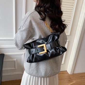 PU kožna torba u korejskom stilu s plisiranim oblikom oblaka, srednje veličine, ramena i crossbody, velika kapaciteta