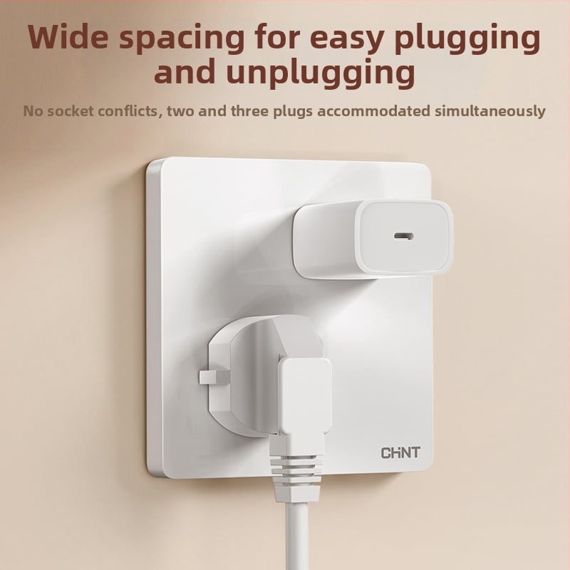 Chint skrytý stenu spínač a zásuvka, panel s 1 modulom, 5 otvorov, krémová farba, biela 6C
