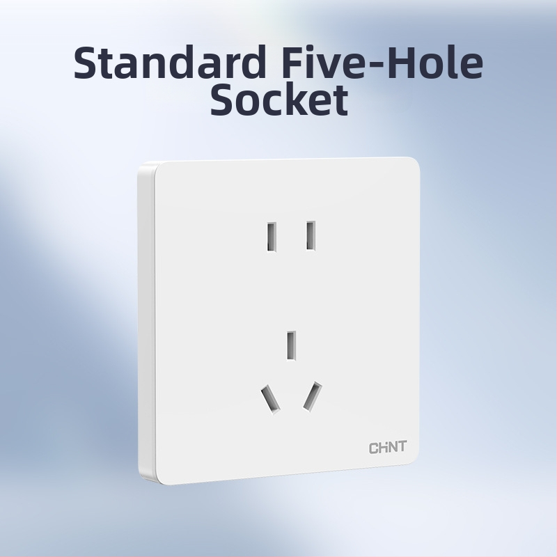 Chint skrytý stenu spínač a zásuvka, panel s 1 modulom, 5 otvorov, krémová farba, biela 6C