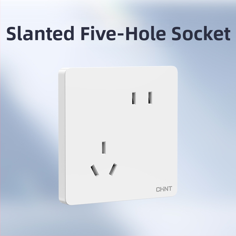 Chint skrytý stenu spínač a zásuvka, panel s 1 modulom, 5 otvorov, krémová farba, biela 6C