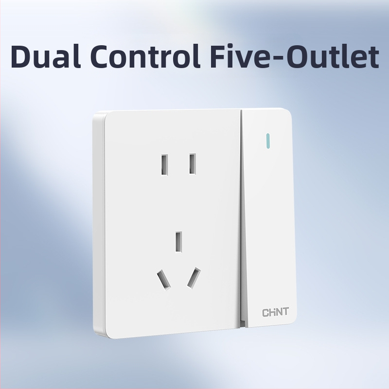 Chint skrytý stenu spínač a zásuvka, panel s 1 modulom, 5 otvorov, krémová farba, biela 6C
