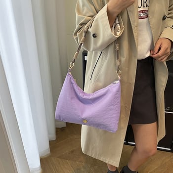 Ženska plisirana crossbody torba — najlon, oblik oblaka, svakodnevna torba za rame