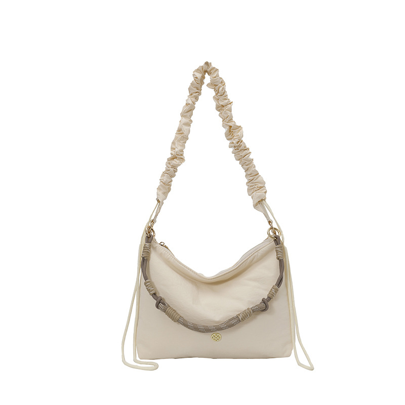 Ženska plisirana crossbody torba — najlon, oblik oblaka, svakodnevna torba za rame