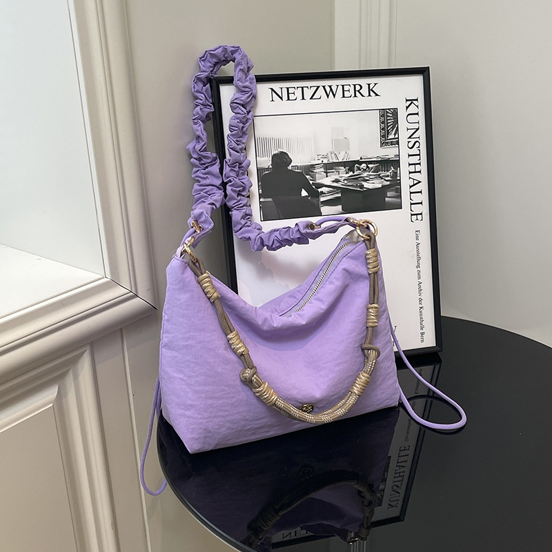 Ženska plisirana crossbody torba — najlon, oblik oblaka, svakodnevna torba za rame