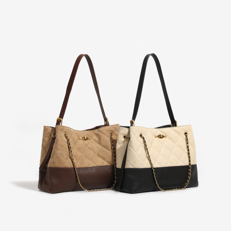 Ženska tote torbica od mikrovlaknaste kože sa rombom uzorkom, velika kapaciteta, crossbody nošenje