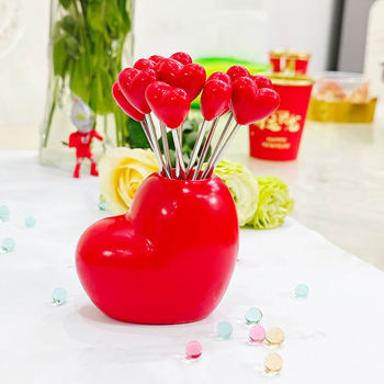 Furculiță de fructe cu inimă din oțel inoxidabil – design cu căpșuni și varză pentru decor casnic