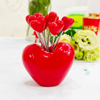 Furculiță de fructe cu inimă din oțel inoxidabil – design cu căpșuni și varză pentru decor casnic