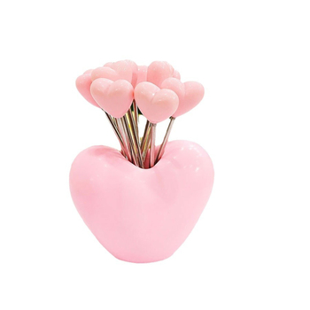 Furculiță de fructe cu inimă din oțel inoxidabil – design cu căpșuni și varză pentru decor casnic