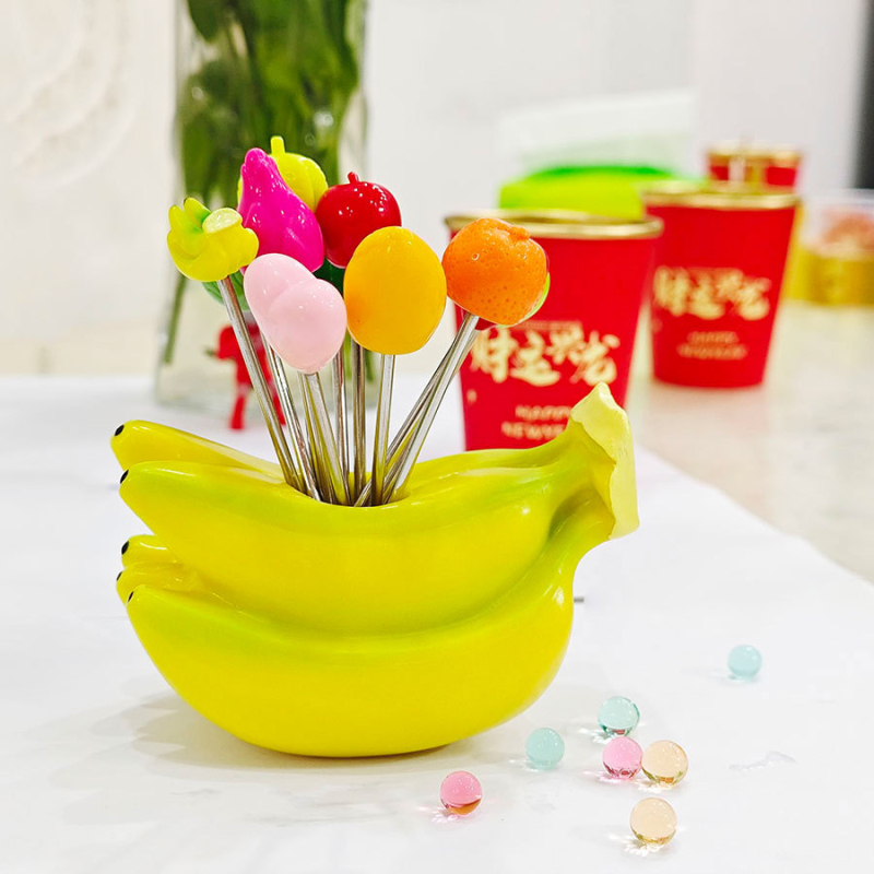 Furculiță de fructe cu inimă din oțel inoxidabil – design cu căpșuni și varză pentru decor casnic