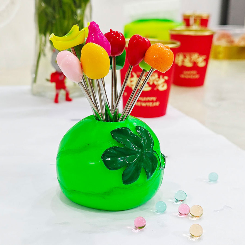 Furculiță de fructe cu inimă din oțel inoxidabil – design cu căpșuni și varză pentru decor casnic