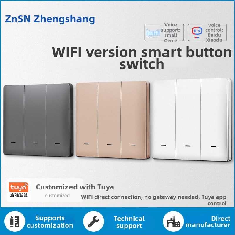 Zhengshang B1 Tuya inteligentný spínač, WiFi bezdrôtový hlasový panel, európsky štandard