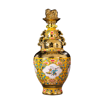 Sticlă ceramică pentru vin în stil antic, sigilată, pentru uz casnic, mic recipient pentru vin, însoțită de cutie