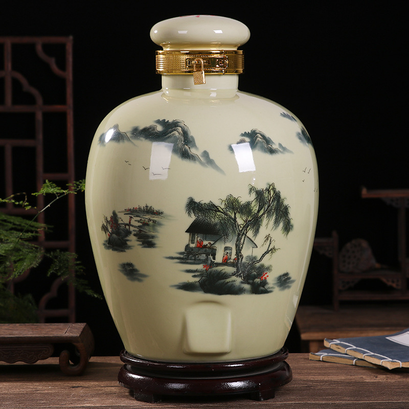 Vas ceramic pentru vin sigilat cu capac de închidere, 2,5–15 kg, uz casnic, porțelan, stil modern minimalist