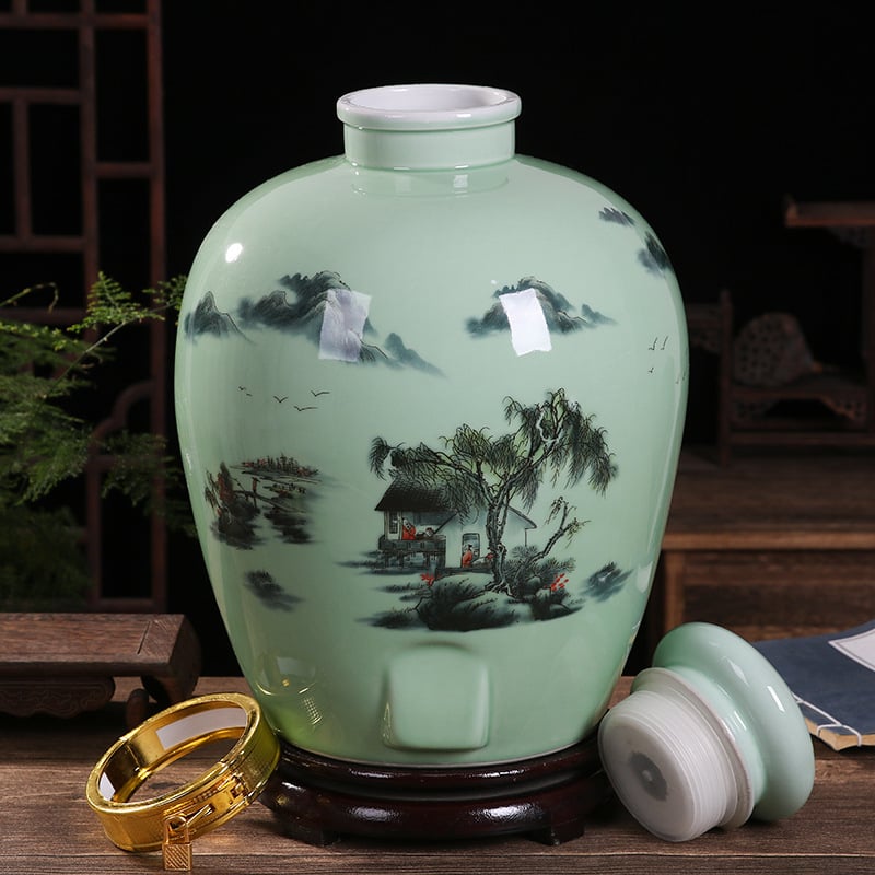 Vas ceramic pentru vin sigilat cu capac de închidere, 2,5–15 kg, uz casnic, porțelan, stil modern minimalist
