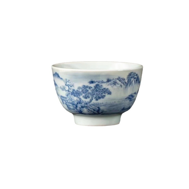 Ceașcă de ceai Jianzhan, albastru și alb antic, pentru ceai Kung Fu, ceramică
