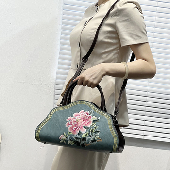 Ženska torbica s kineskim stilom izvezena, pamuk i lana, za ruku ili preko ramena, crossbody moda 2025