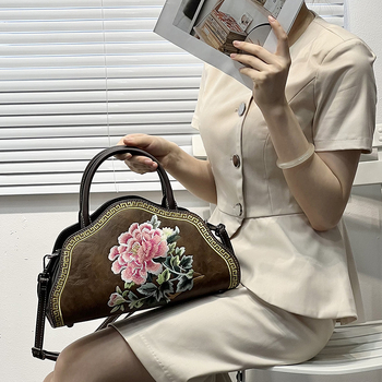 Ženska torbica s kineskim stilom izvezena, pamuk i lana, za ruku ili preko ramena, crossbody moda 2025